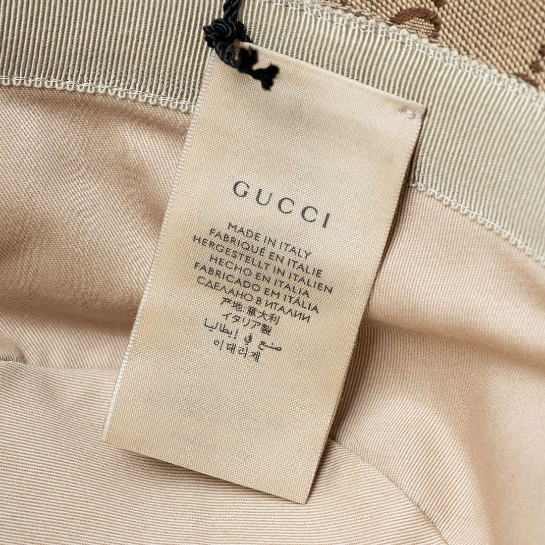 Beige and Brown GG Supreme Canvas Bucket Hat. (view 3)