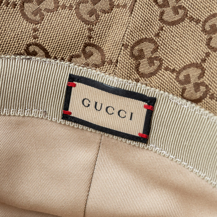 Beige and Brown GG Supreme Canvas Bucket Hat. (view 4)