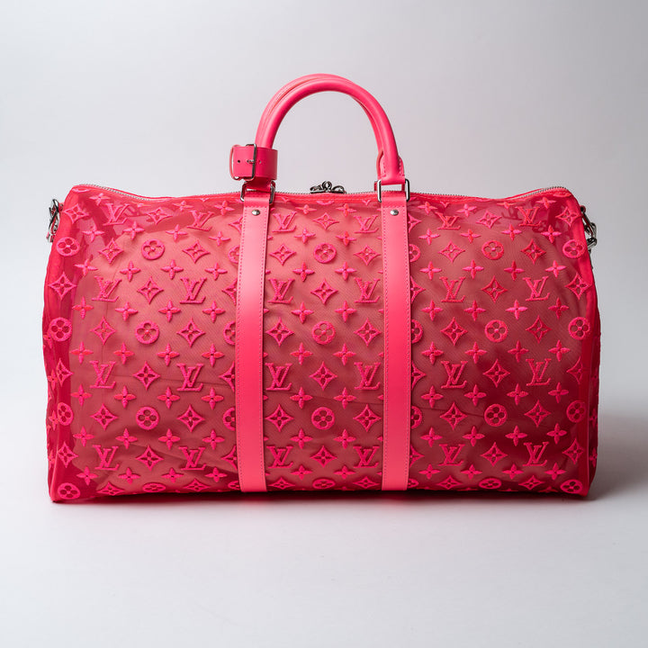 Pink Fluo Monogram Mesh Keepall Bandoulière 50. (view 2)