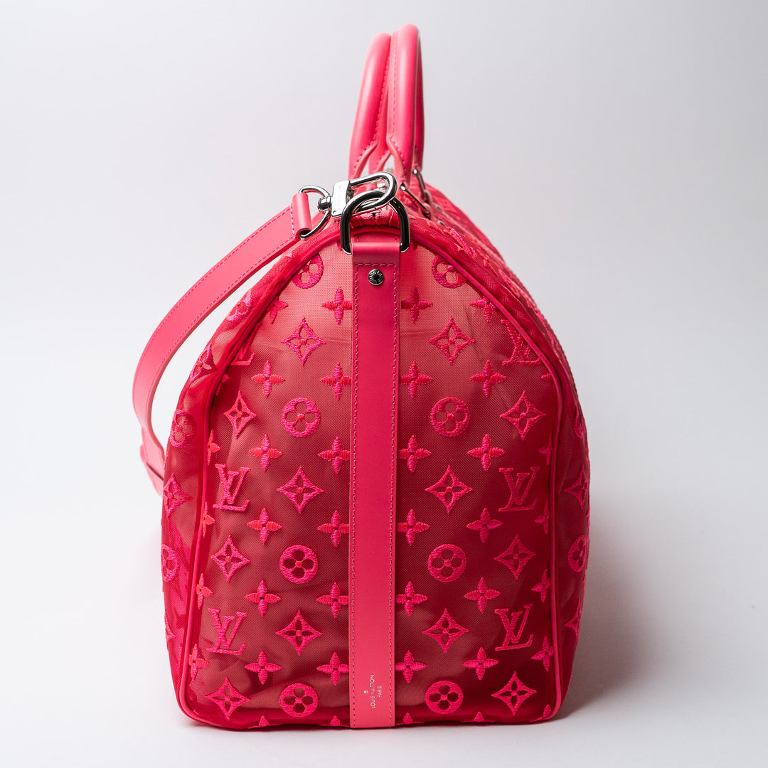 Pink Fluo Monogram Mesh Keepall Bandoulière 50. (view 3)