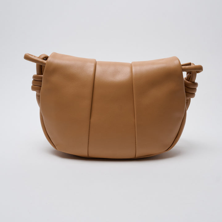 Warm Desert Nappa Leather Paseo Bag. (front)