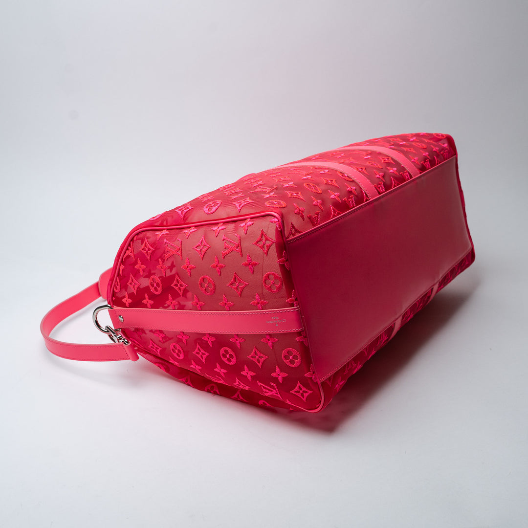 Pink Fluo Monogram Mesh Keepall Bandoulière 50. (view 7)