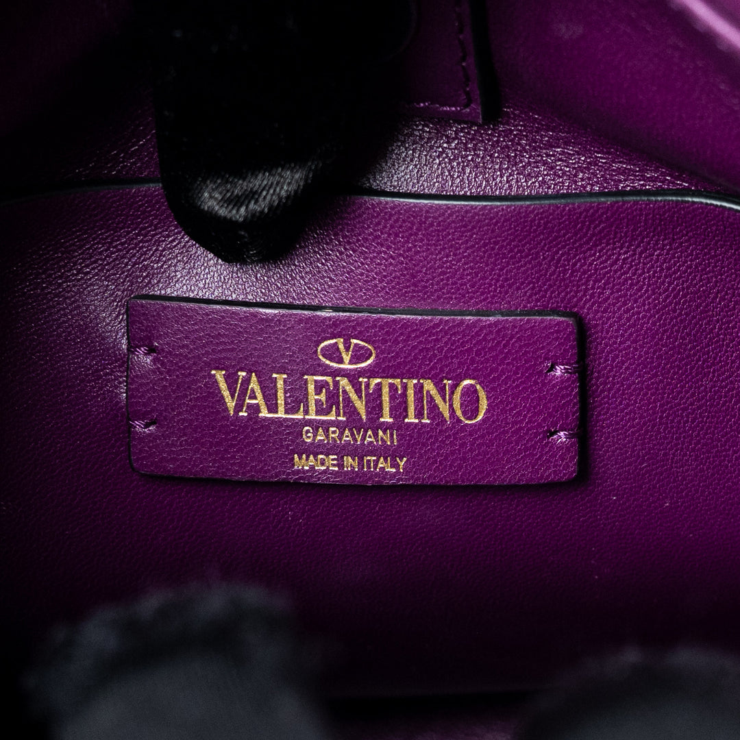 Purple Quilted Nappa Leather Roman Stud Top Handle Bag. (view 8)
