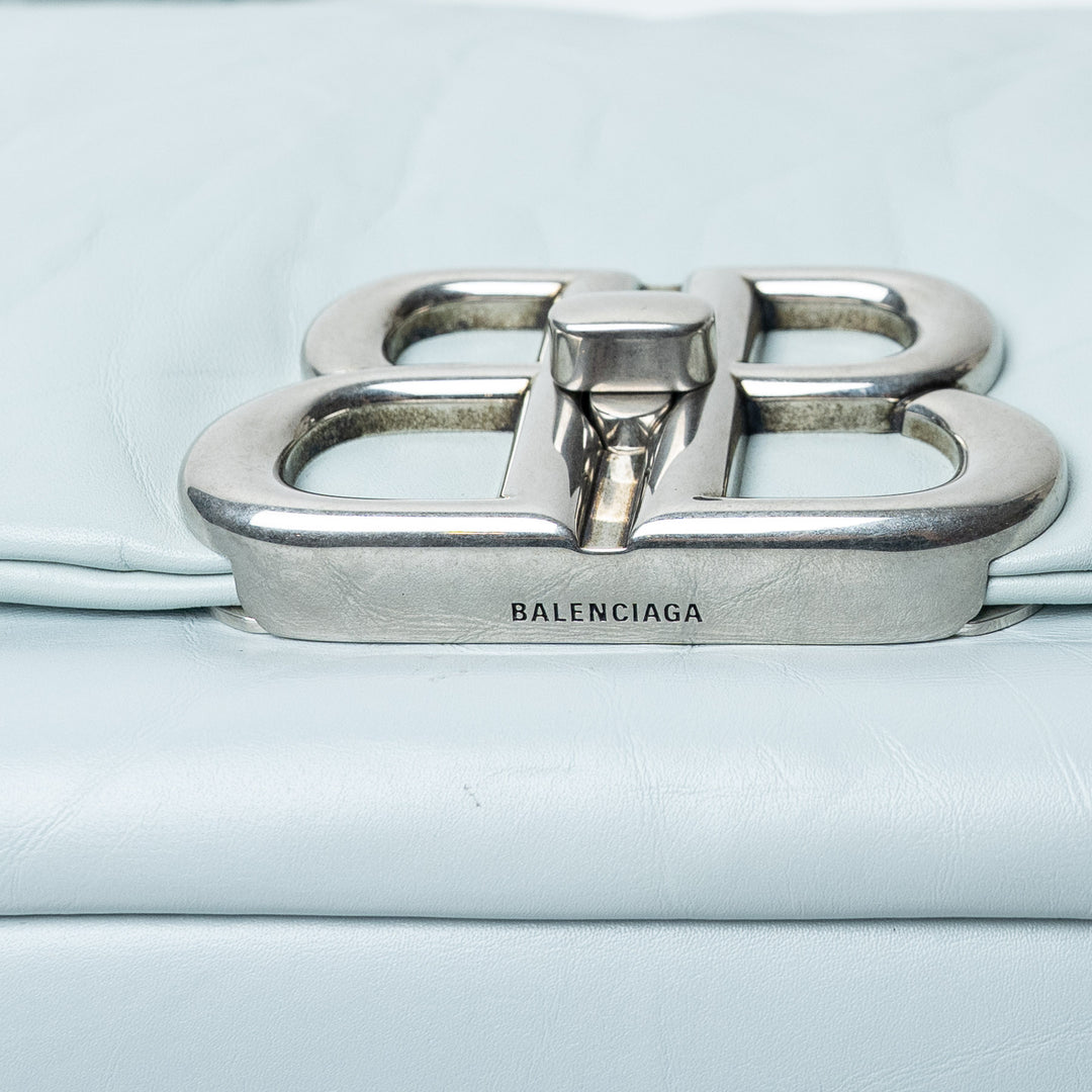 Light Blue Calfskin Leather Small Monaco Sling Bag. (view 6)