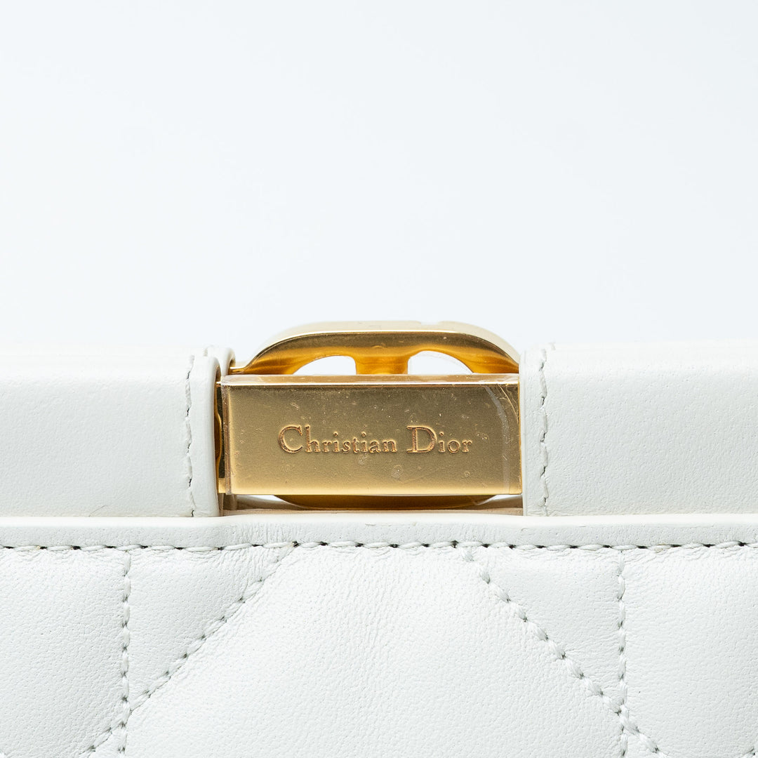 White Cannage Calfskin Leather Caro Colle Noire Clutch. (view 2)