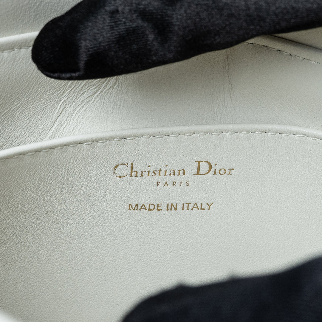 White Cannage Calfskin Leather Caro Colle Noire Clutch. (view 10)