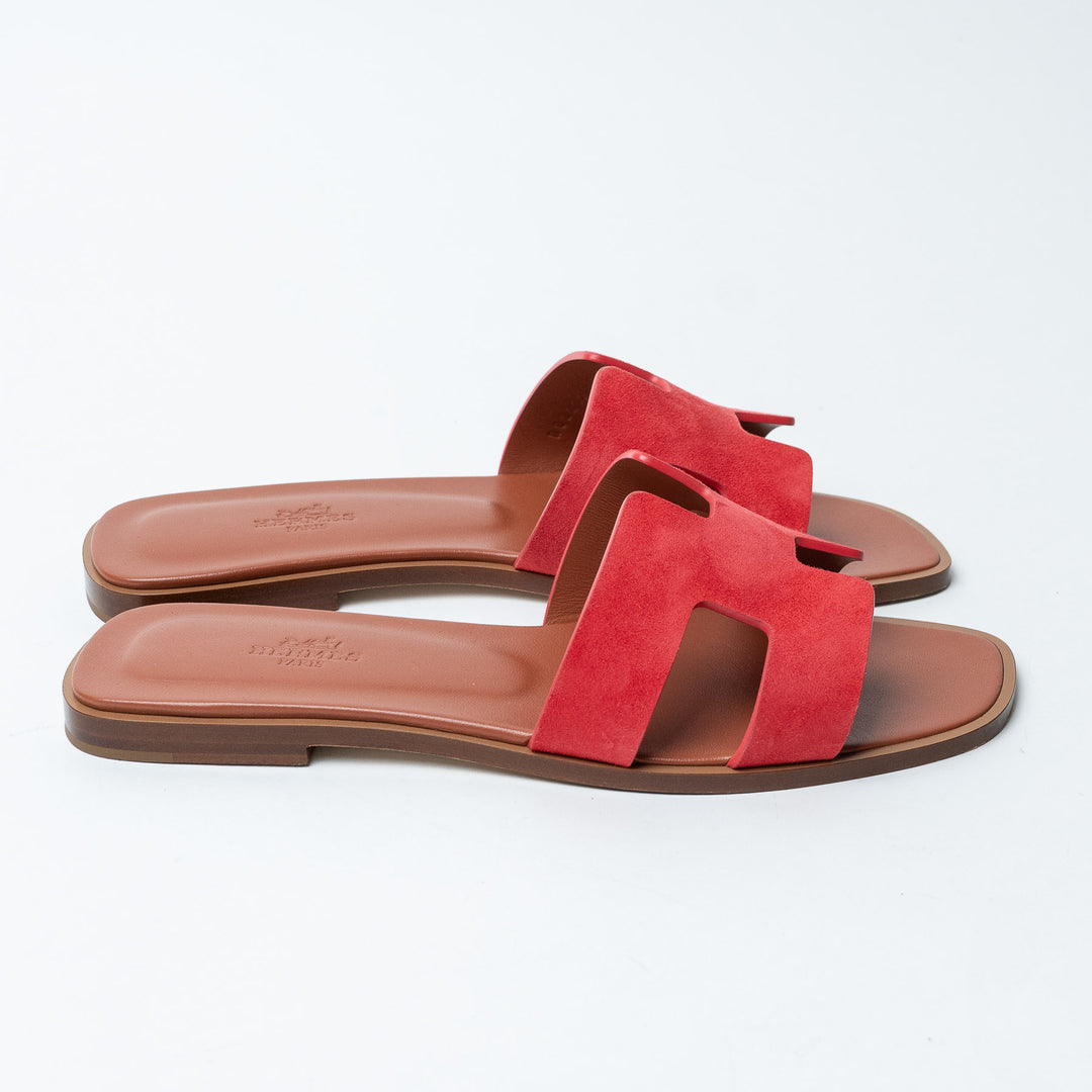 Red Suede Oran Sandals. (view 3)
