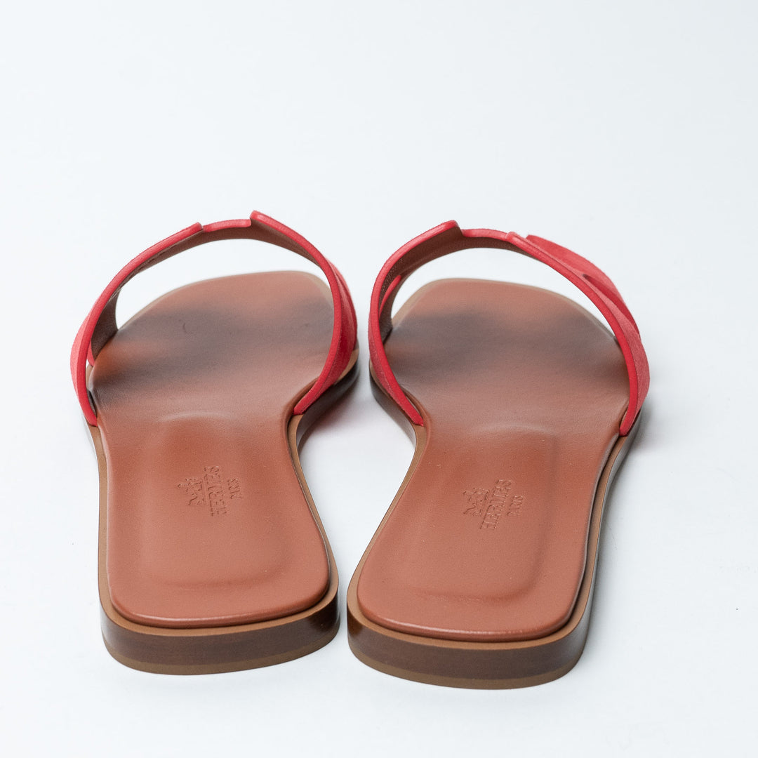 Red Suede Oran Sandals. (view 4)