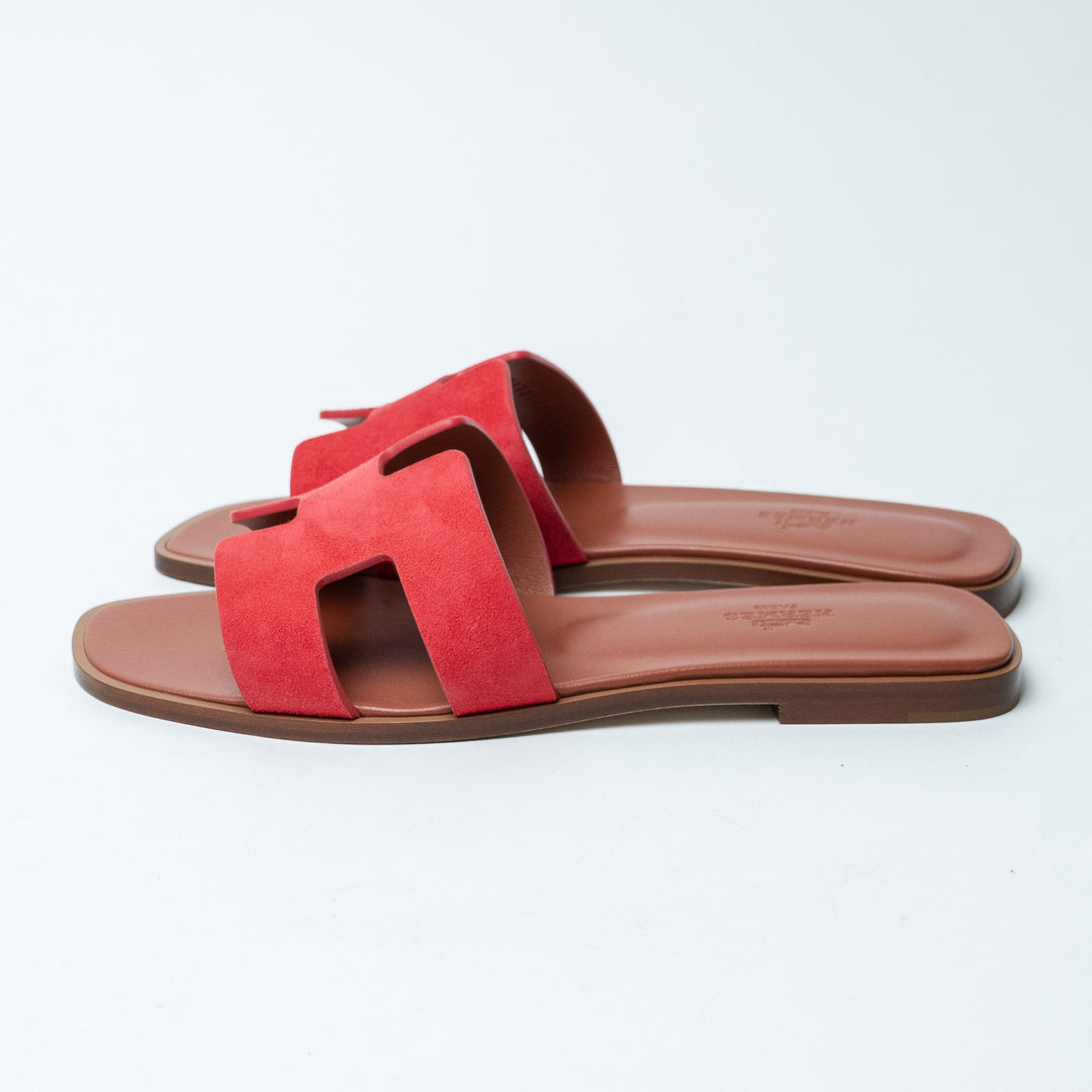 Red Suede Oran Sandals. (view 5)