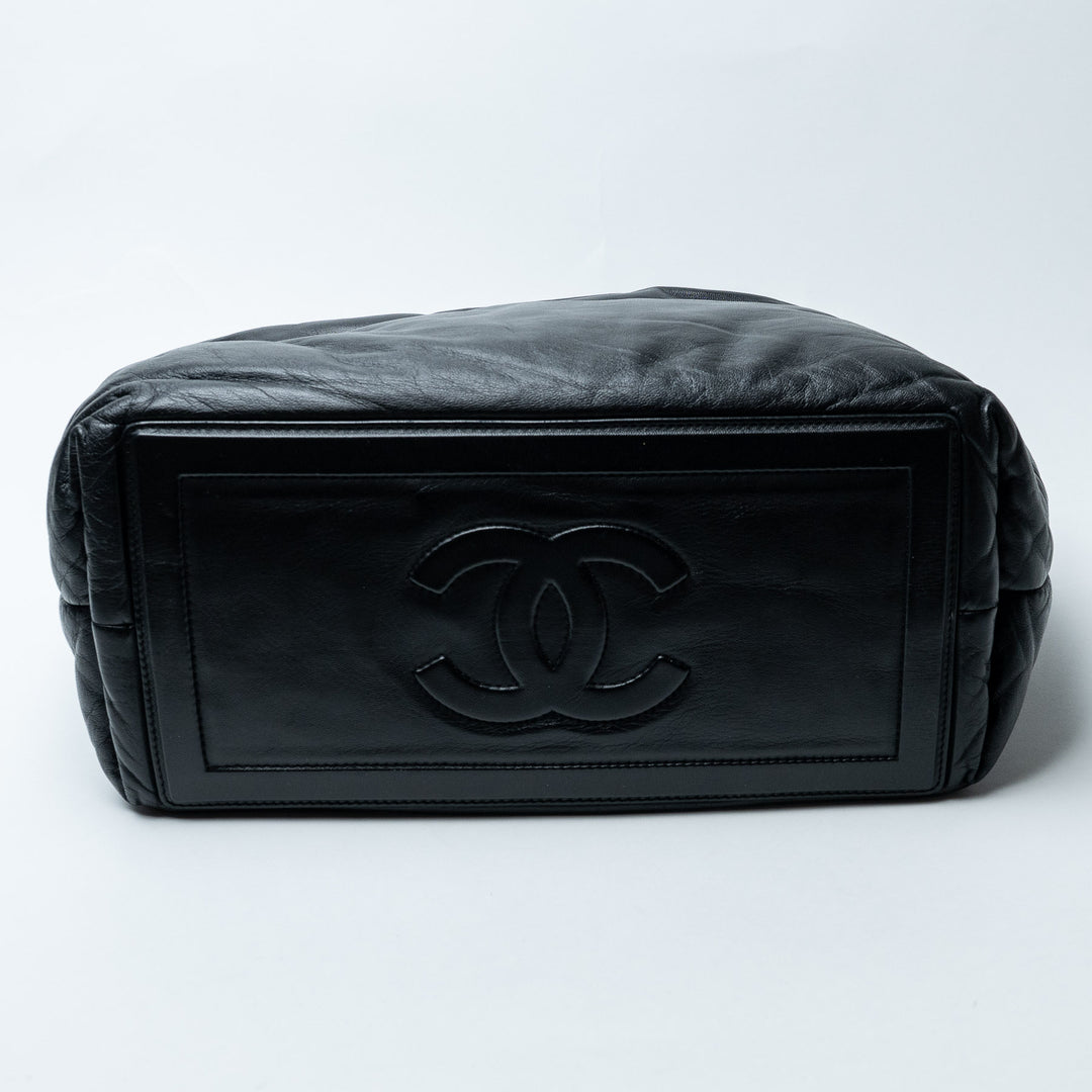 Black Lambskin Leather Medium Coco Cocoon Tote Bag. (view 3)