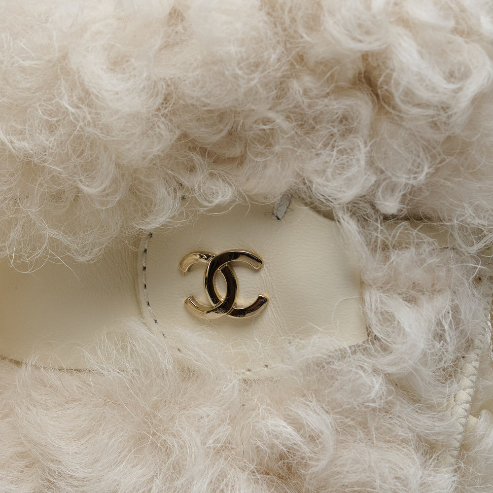 Ivory Shearling Lace-Up Boots. (view 2)