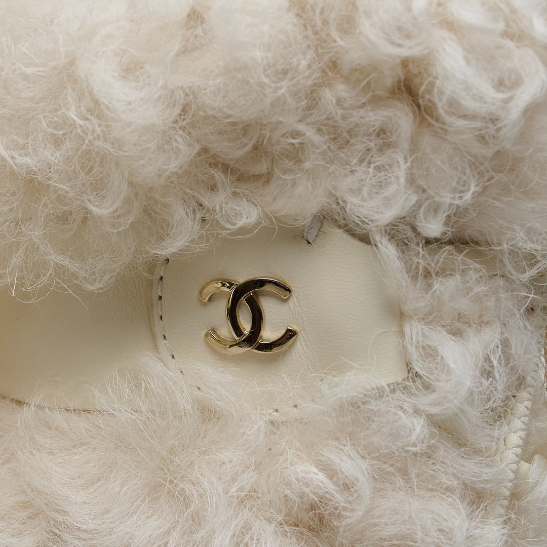 Ivory Shearling Lace-Up Boots. (view 2)