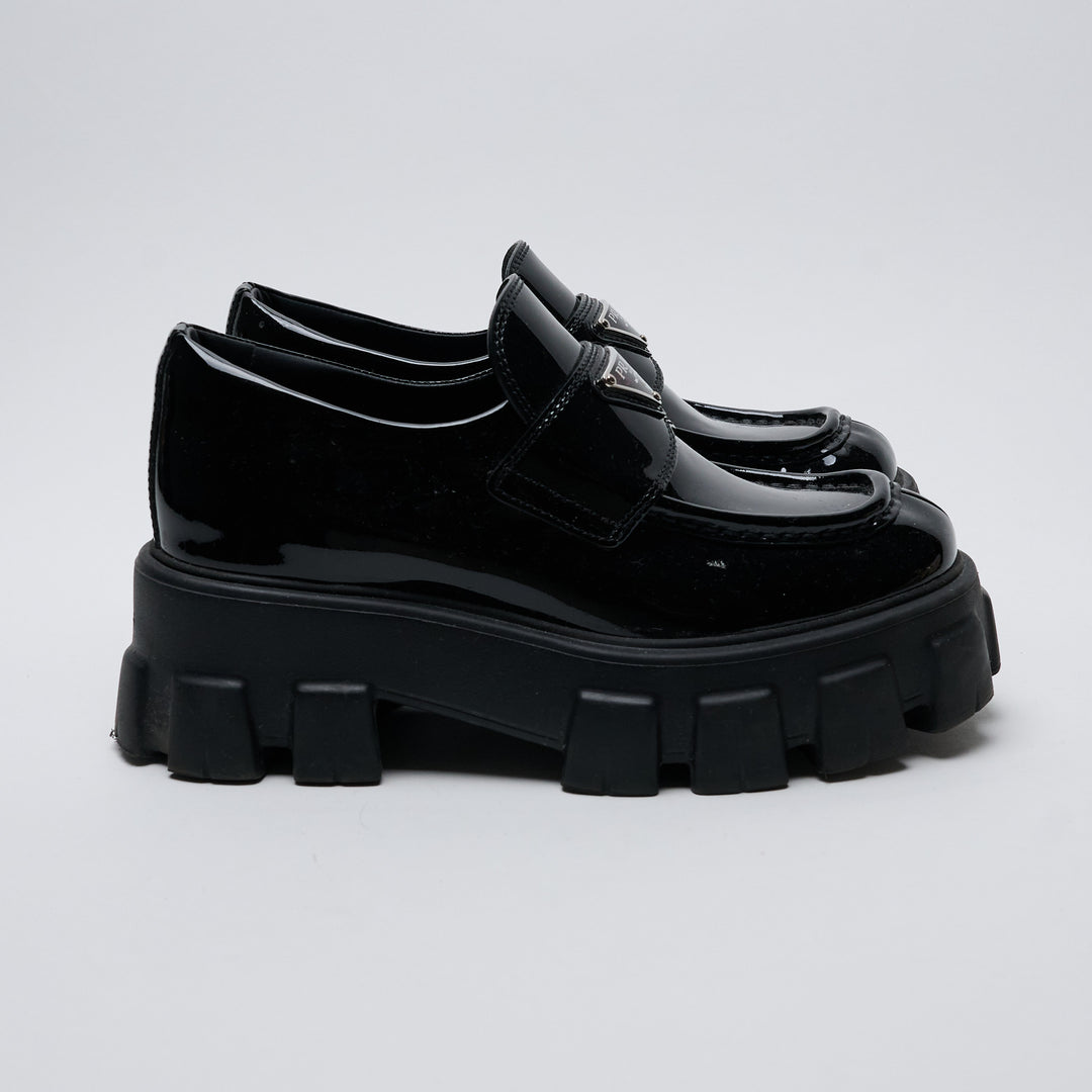 Black Patent Leather Monolith Platform Loafers. (view 5)