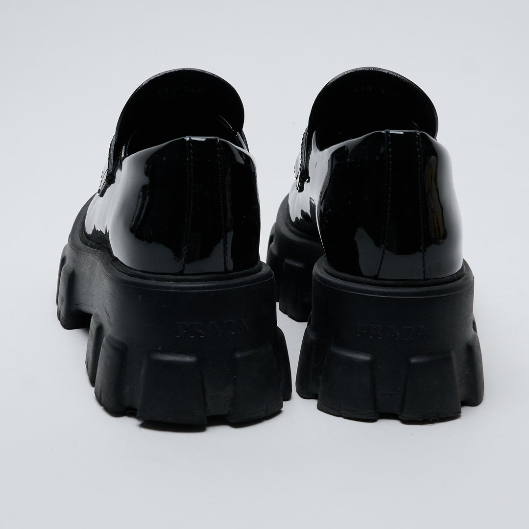 Black Patent Leather Monolith Platform Loafers. (view 6)