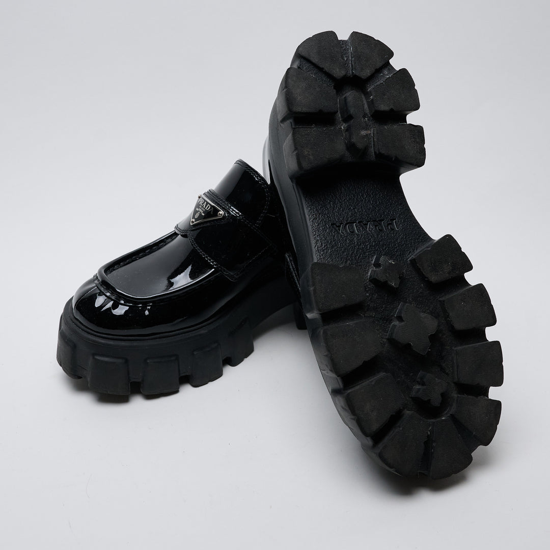 Black Patent Leather Monolith Platform Loafers. (view 7)