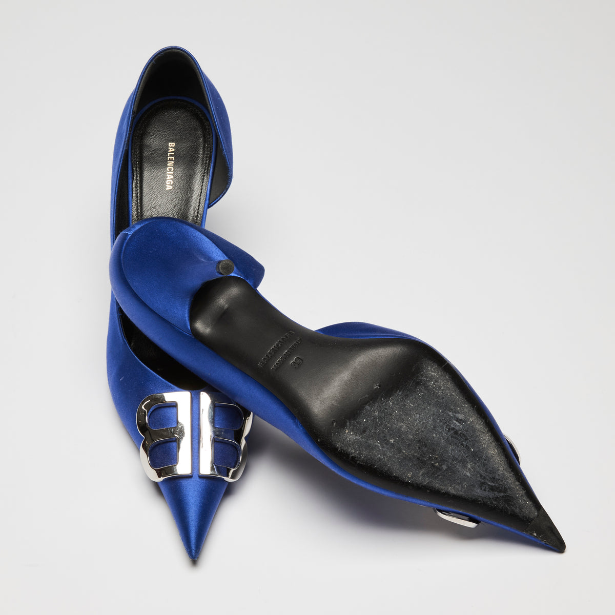 Balenciaga Blue Satin Talon d'Osrsay Pump Heels Size 39