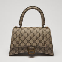 Gucci x Balenciaga Coated Monogram Canvas The Hacker Project Hour Glass Top Handle Hand Bag