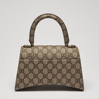 Gucci x Balenciaga Coated Monogram Canvas The Hacker Project Hour Glass Top Handle Hand Bag