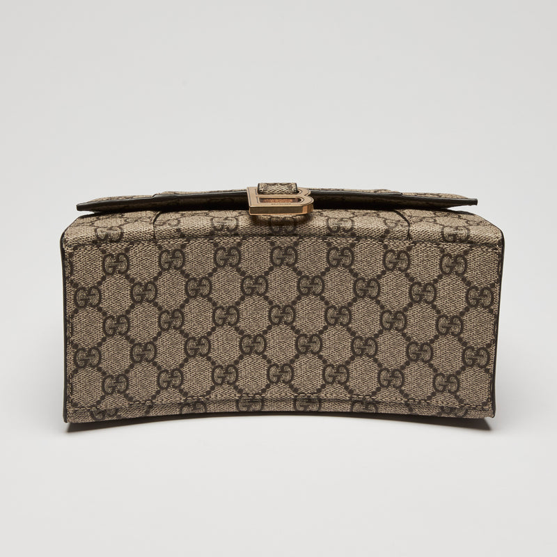Gucci x Balenciaga Coated Monogram Canvas The Hacker Project Hour Glass Top Handle Hand Bag