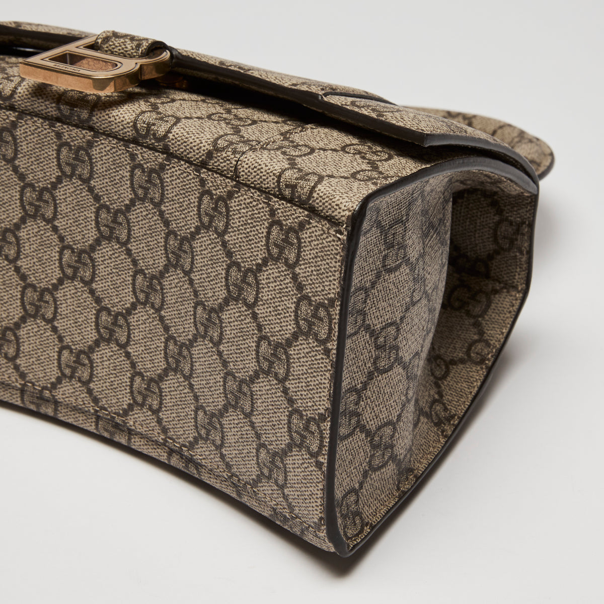 Gucci x Balenciaga Coated Monogram Canvas The Hacker Project Hour Glass Top Handle Hand Bag