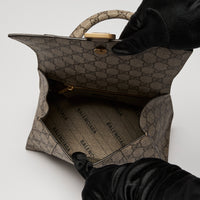 Gucci x Balenciaga Coated Monogram Canvas The Hacker Project Hour Glass Top Handle Hand Bag