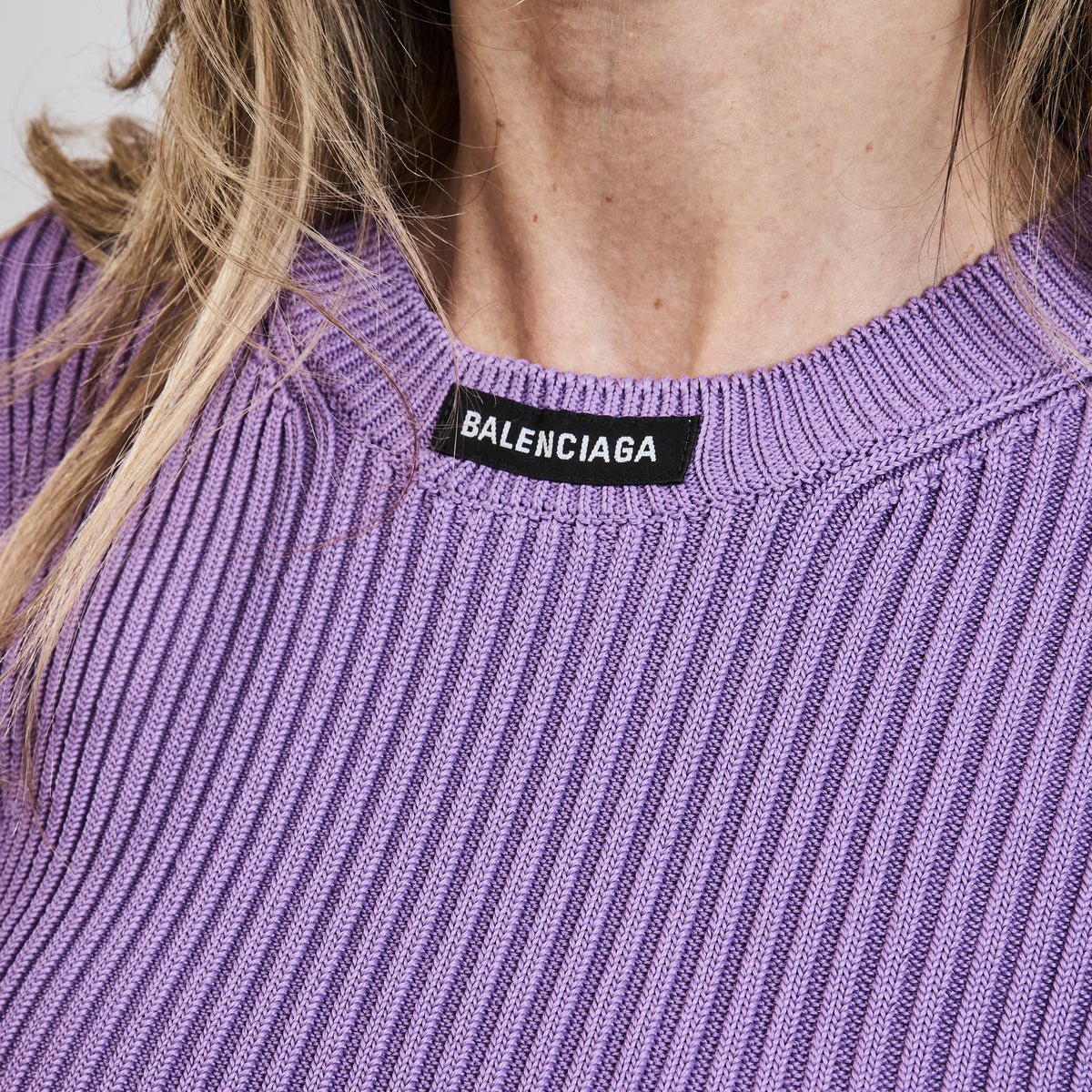 Balenciaga Purple Viscose Crew Neck Sweater Size Medium