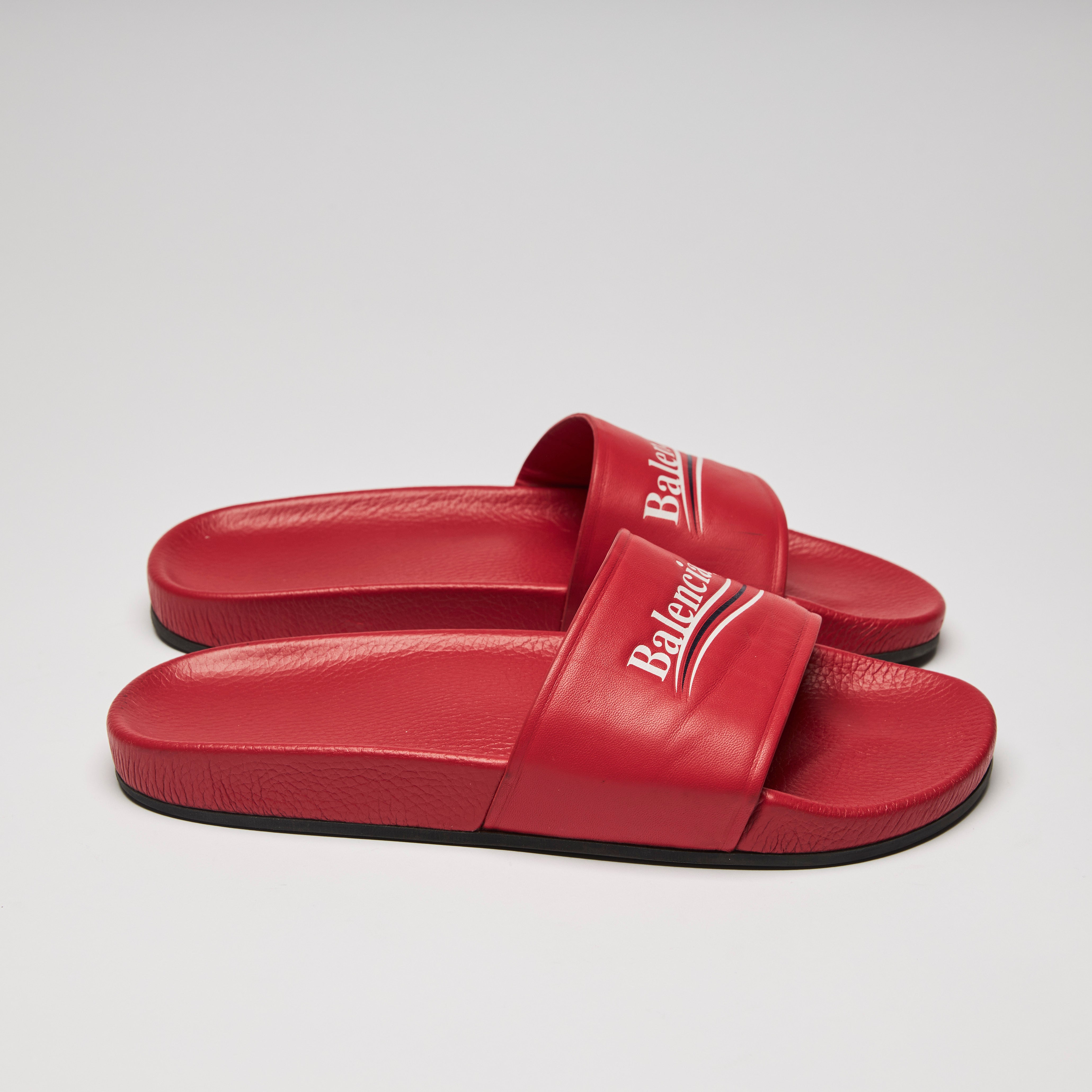 Red best sale balenciaga slides