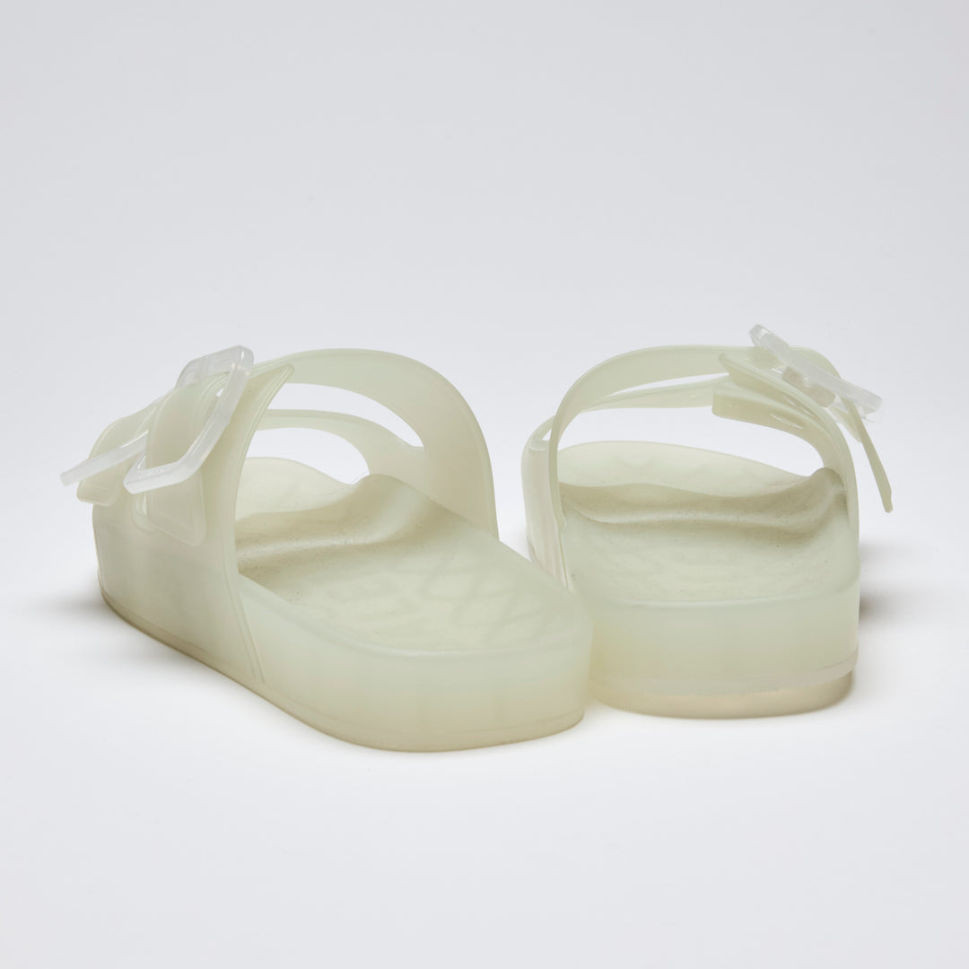 Excellent Pre-Loved Frosted Transparent Jelly Sandals with 2 Buckles.(back)