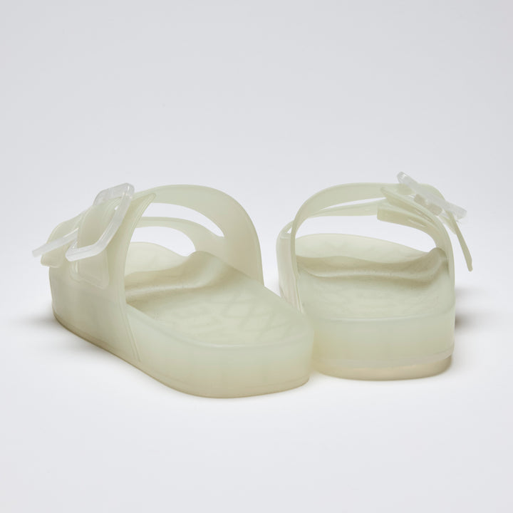 Excellent Pre-Loved Frosted Transparent Jelly Sandals with 2 Buckles.(back)