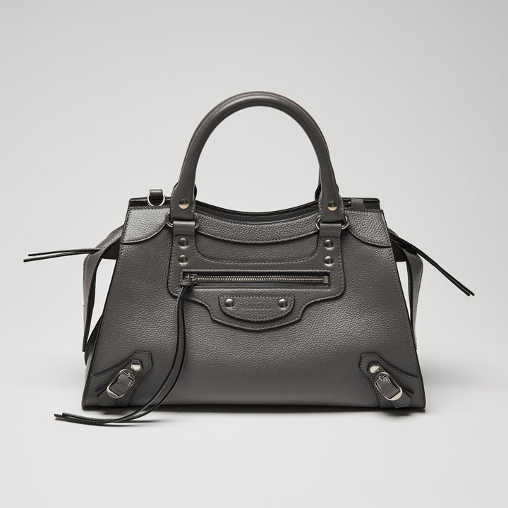 Balenciaga Grey Grained Calfskin Leather Small Neo Classic City Bag