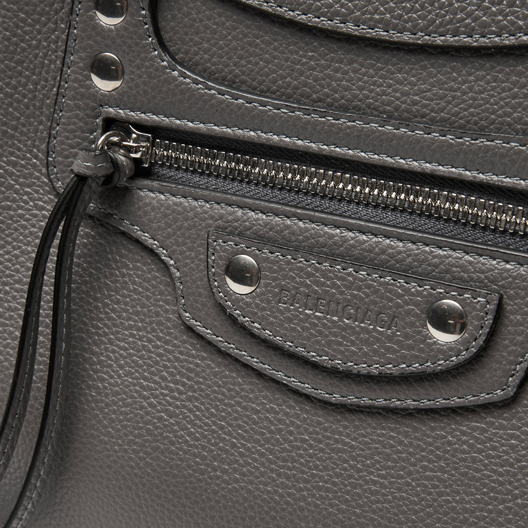 Balenciaga Grey Grained Calfskin Leather Small Neo Classic City Bag
