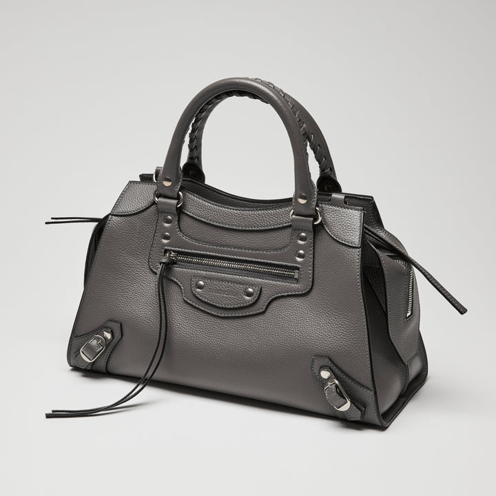 Balenciaga Grey Grained Calfskin Leather Small Neo Classic City Bag