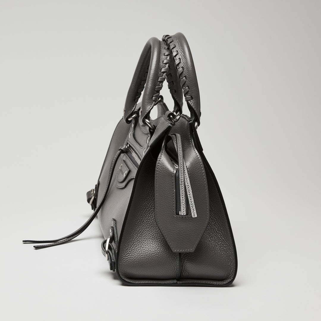 Balenciaga Grey Grained Calfskin Leather Small Neo Classic City Bag