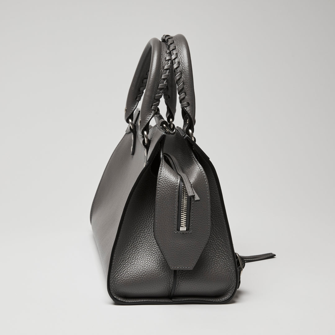 Balenciaga Grey Grained Calfskin Leather Small Neo Classic City Bag