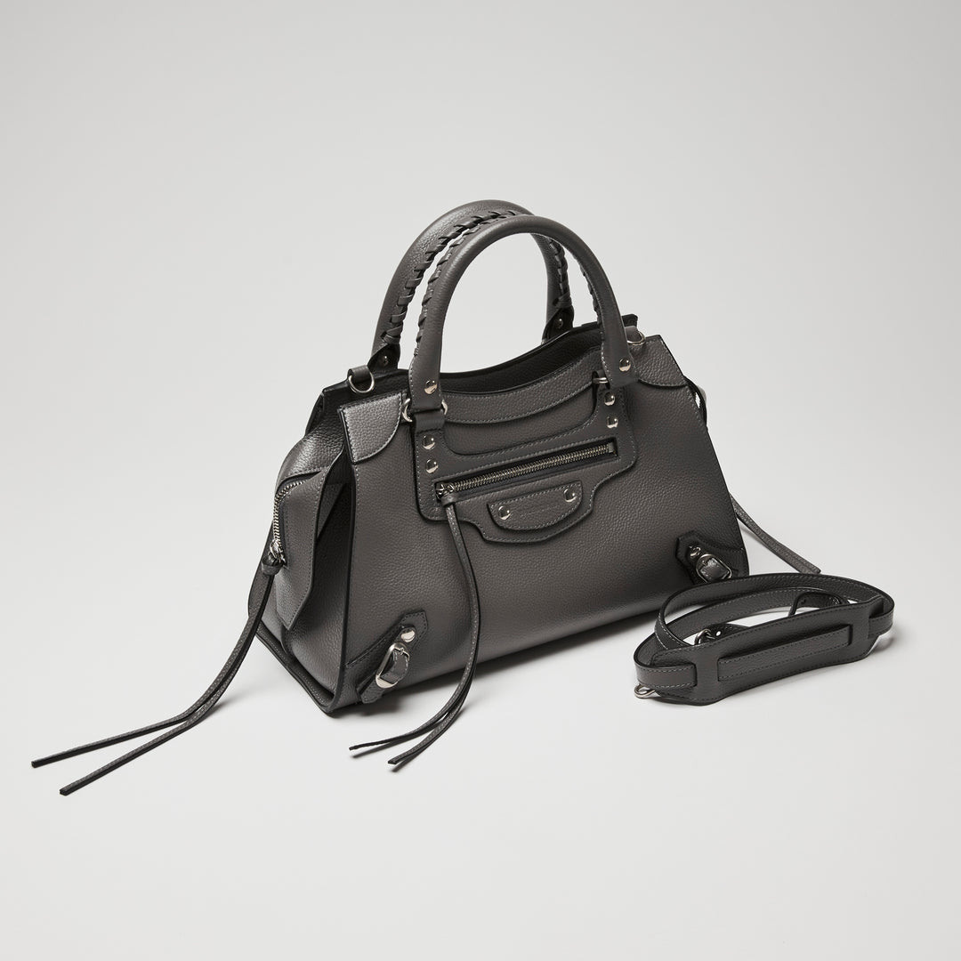Balenciaga Grey Grained Calfskin Leather Small Neo Classic City Bag