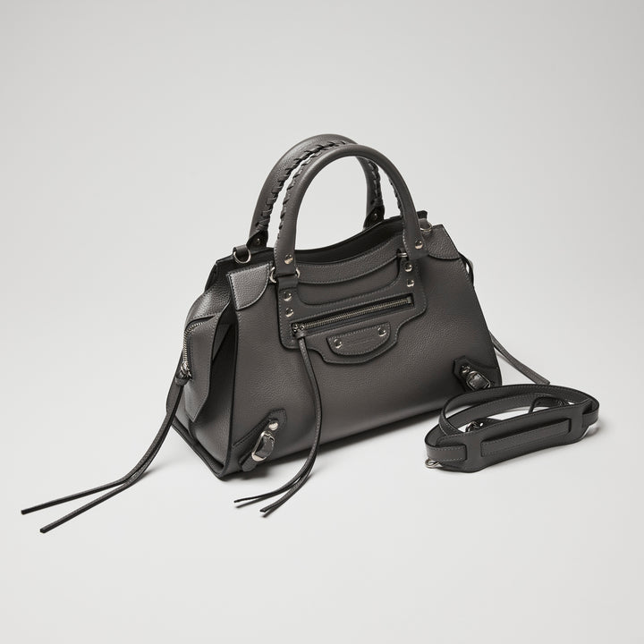 Balenciaga Grey Grained Calfskin Leather Small Neo Classic City Bag