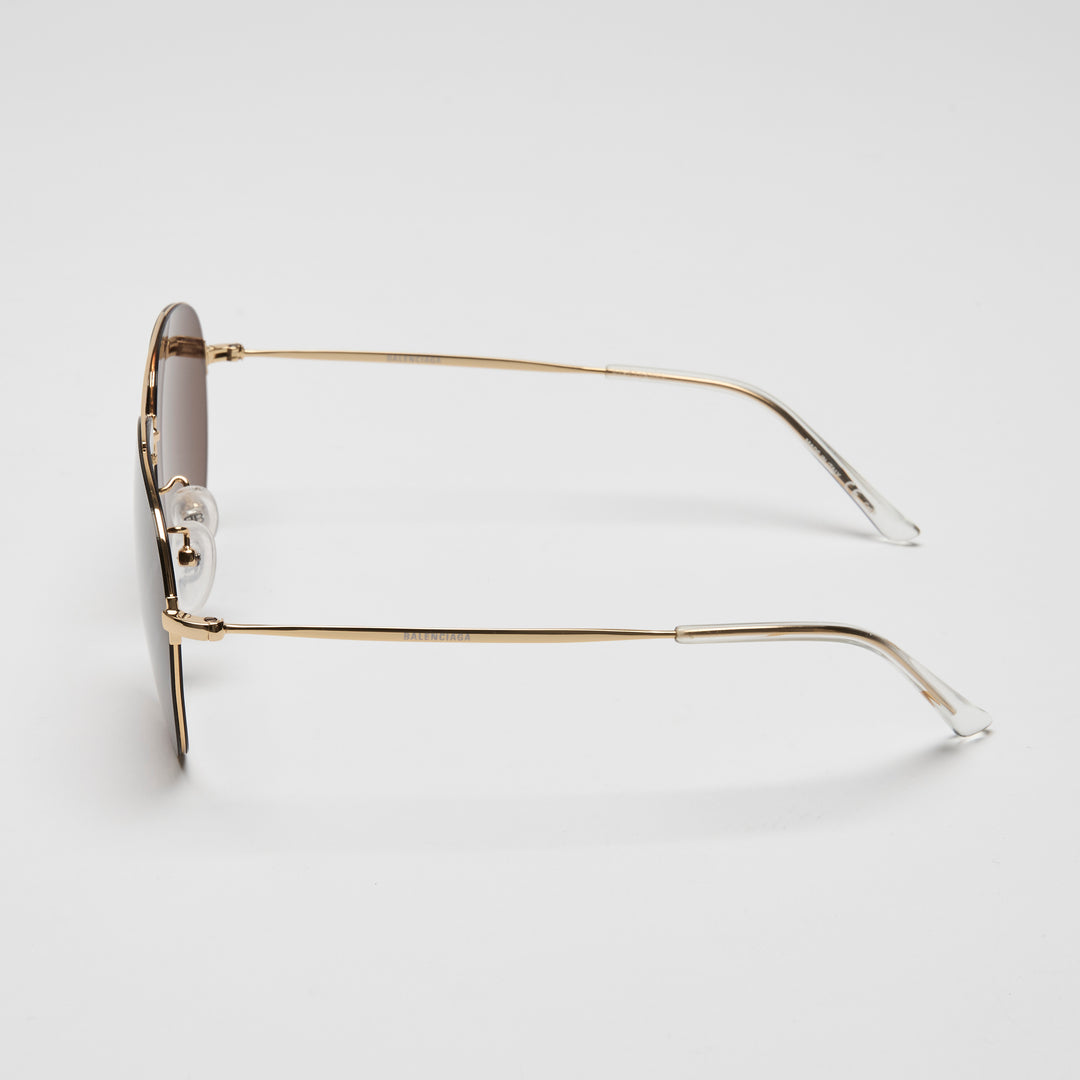 Balenciaga Gold-Tone Aviator Branded Lens Sunglasses
