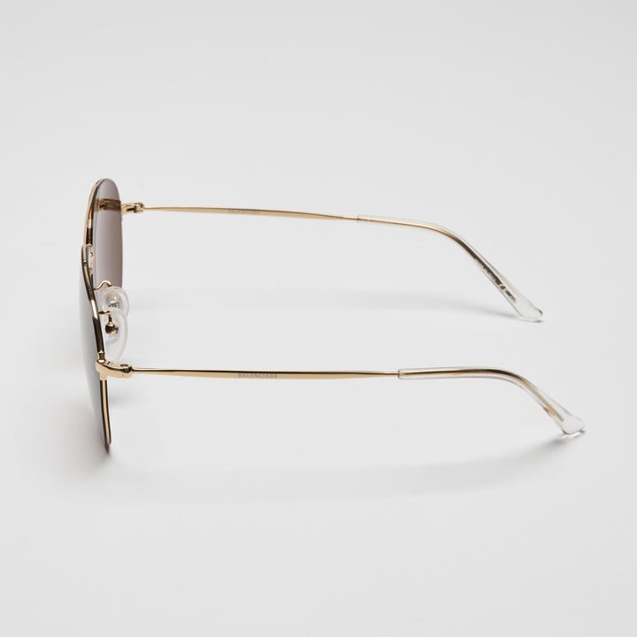 Balenciaga Gold-Tone Aviator Branded Lens Sunglasses