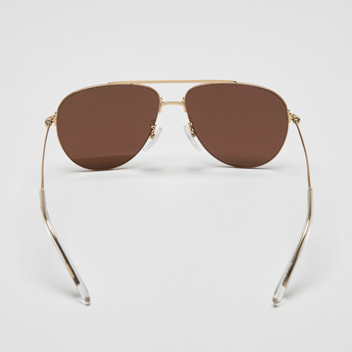 Balenciaga Gold-Tone Aviator Branded Lens Sunglasses