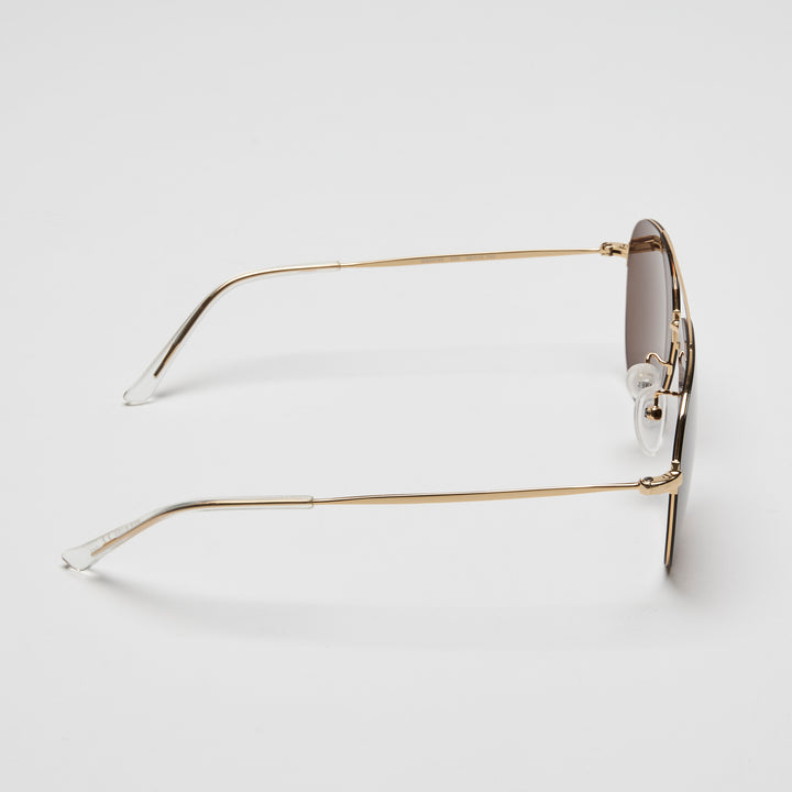 Balenciaga Gold-Tone Aviator Branded Lens Sunglasses