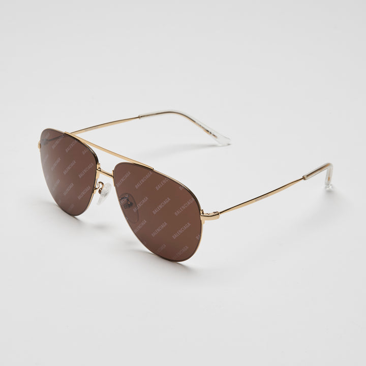 Balenciaga Gold-Tone Aviator Branded Lens Sunglasses