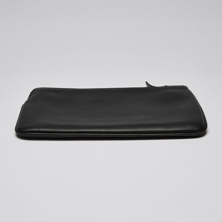 Balenciaga Grained Calfskin Logo Zip Holder Black White