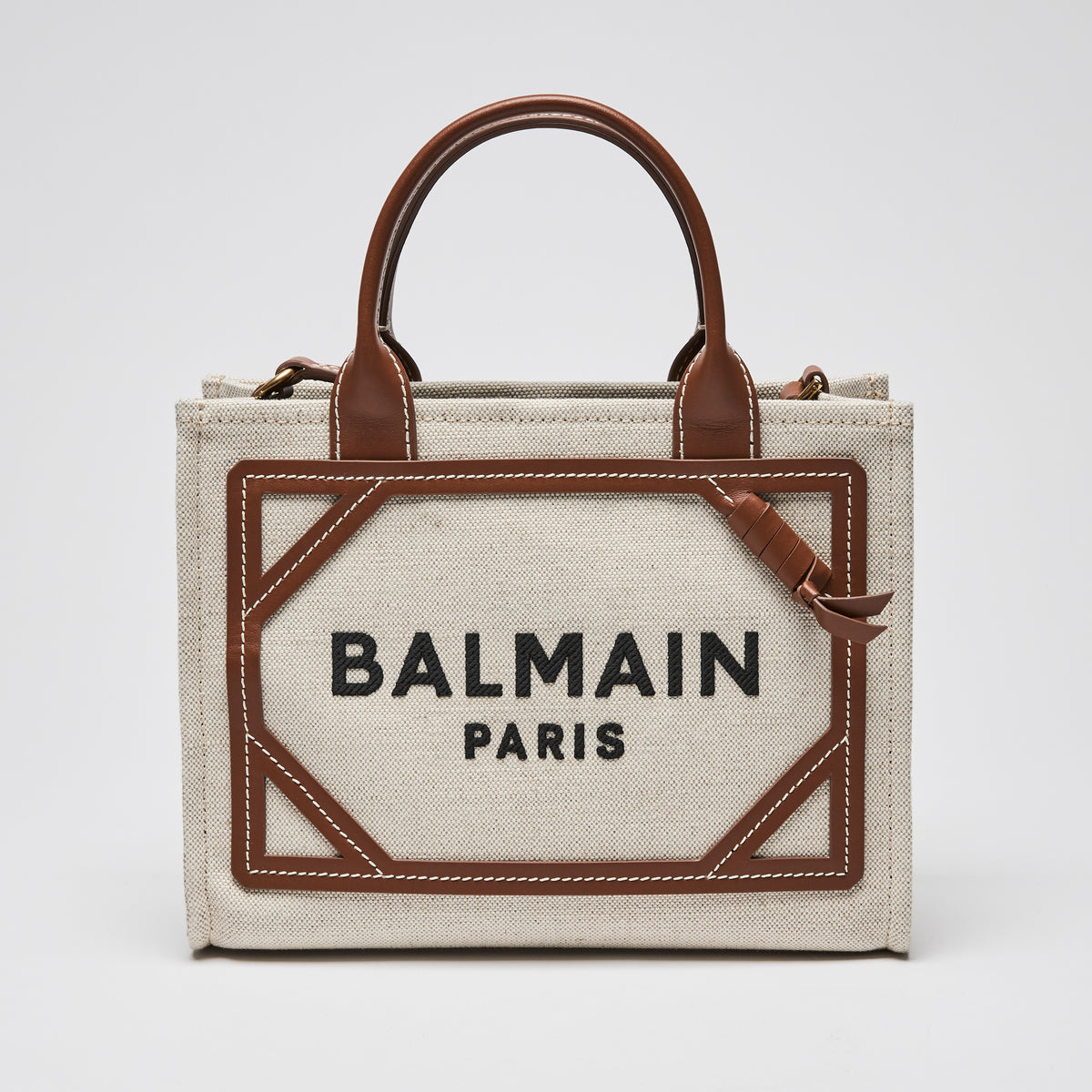 Loewe Beige Canvas & Brown Leather Small B-Army Tote Bag