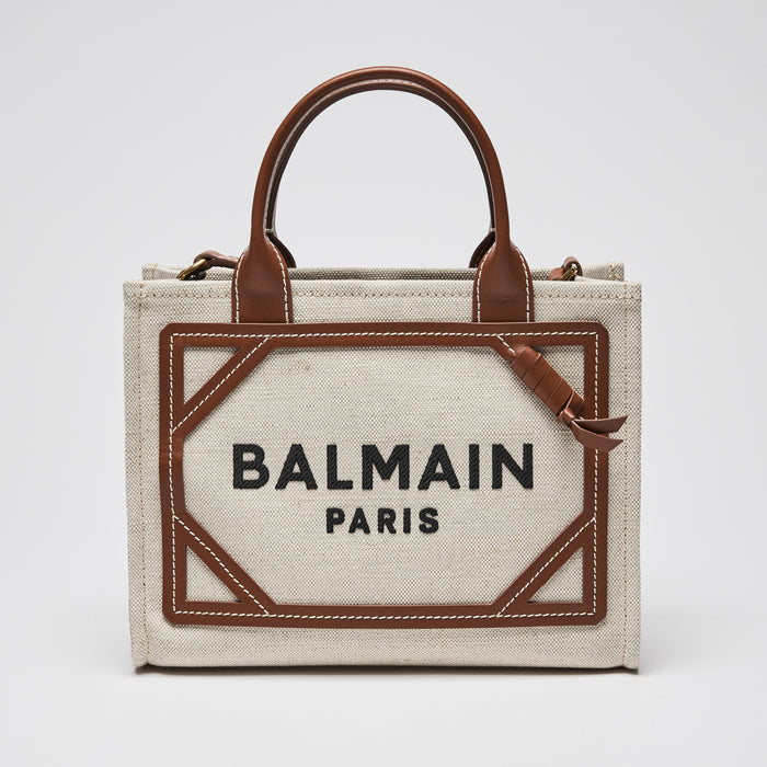 Loewe Beige Canvas & Brown Leather Small B-Army Tote Bag