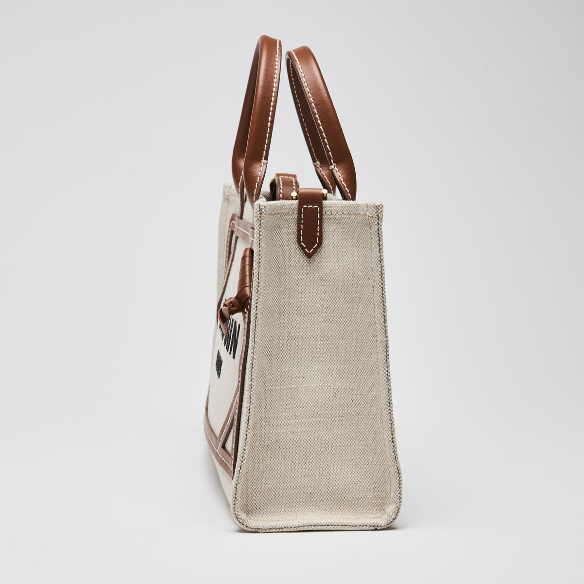 Loewe Beige Canvas & Brown Leather Small B-Army Tote Bag
