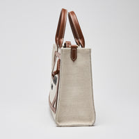 Loewe Beige Canvas & Brown Leather Small B-Army Tote Bag
