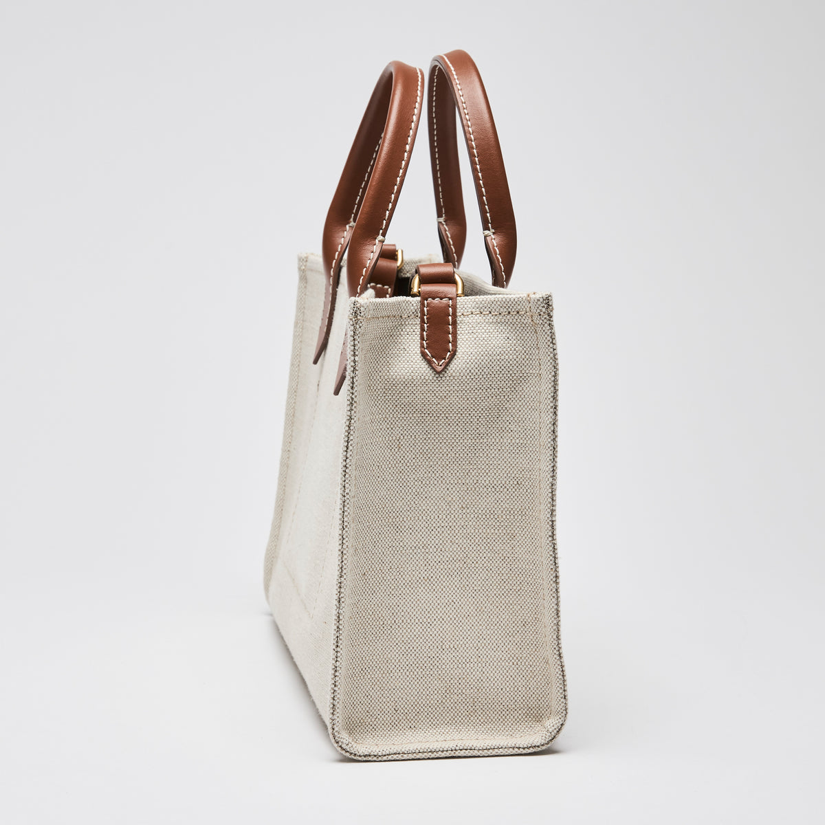 Loewe Beige Canvas & Brown Leather Small B-Army Tote Bag