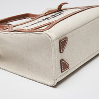 Loewe Beige Canvas & Brown Leather Small B-Army Tote Bag