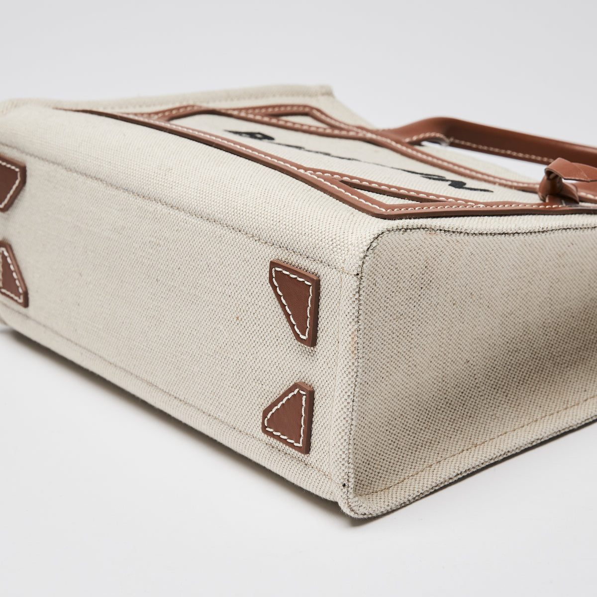 Loewe Beige Canvas & Brown Leather Small B-Army Tote Bag