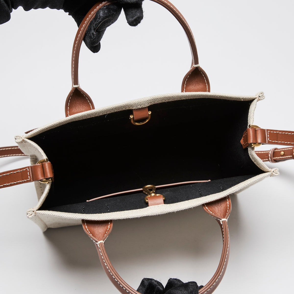 Loewe Beige Canvas & Brown Leather Small B-Army Tote Bag